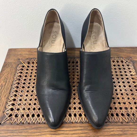 Size 10 Black 'Madge' Soul Naturalizer Pointed Toe Block Heel Slip On Bootie - Picture 2 of 7